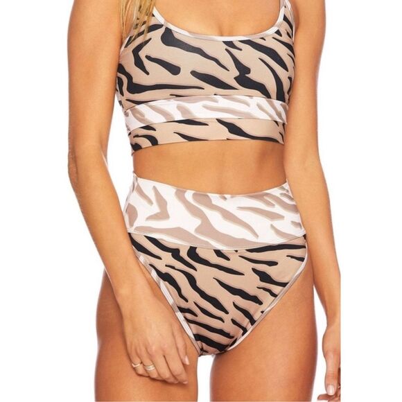 BEACH RIOT- TIGER STRIPED BIKINI SET- SIZE MEDIUM NWOT - Picture 2 of 7